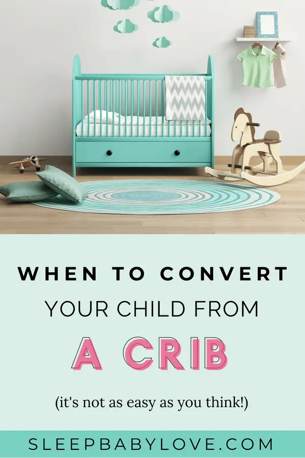 Often times parents are unsure when they should convert their child from a crib to a bed. Many parents assume that their baby or toddler are ready to move to a big kid bed, when in reality, it could be too early. Click through to learn when it’s the right time to convert your child from a crib to a bed, and how to go about doing it! toddler sleep | child won’t sleep | #sleepbabylove #sleeptips #toddlersleep #toddler #toddlerlife #preschool