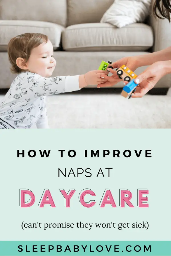 If you find that naps are still not great after several weeks of adjustment at daycare, talk to the daycare and figure out a day that you can get sleep habits not track. Click through to learn how you can improve naps at daycare! baby sleep tips | how to get your baby to sleep | newborn sleep | daycare tips | parenting #sleepbabylove #sleeptips #sleep #parenting #newmom #babysleep #newborn