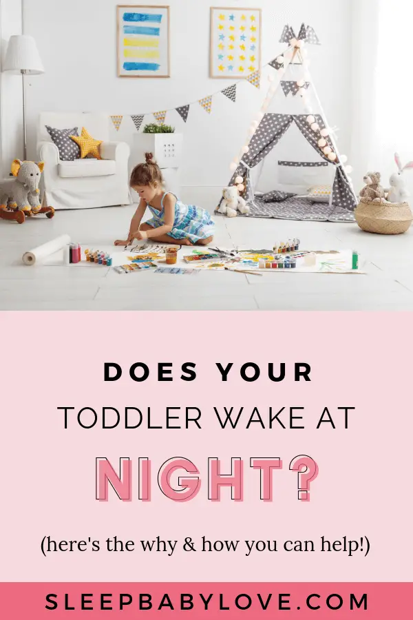 Is your toddler waking in the middle of the night, wandering over to your bedroom, and crawling into your bed on a regular basis? Click through to learn what may be causing your toddler to wake in the middle of the night, and how you can help your preschooler sleep through the whole night! Parenting tips | toddler sleep tips | preschooler sleep tips #sleepbabylove #sleeptips #toddler #preschool